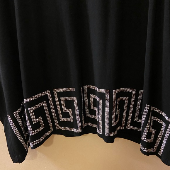 Model France black tee/tunic with silver gems - size 2XL - NWOT - Picture 2 of 9